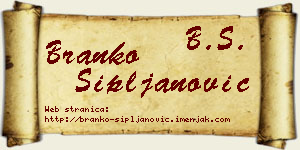Branko Sipljanović vizit kartica